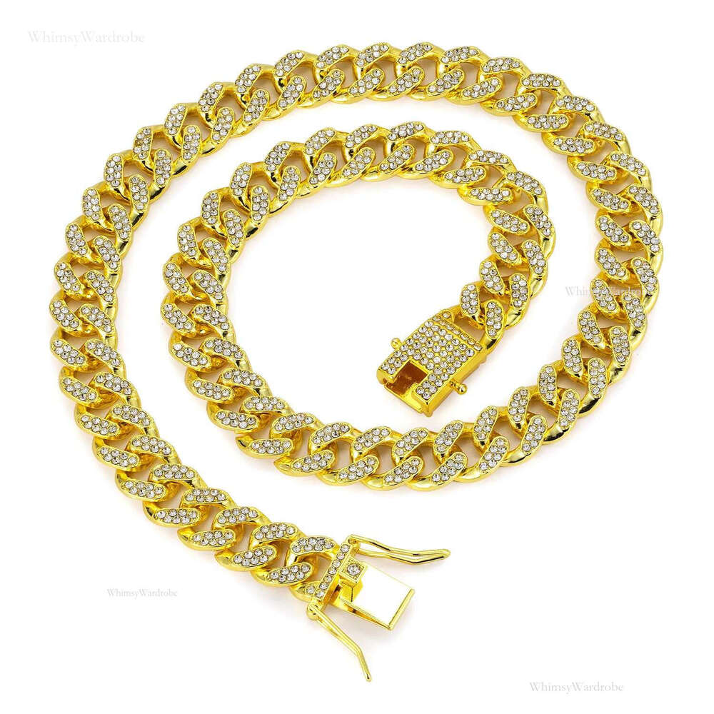 Fashionable designer brand hip-hop Cuban waterproond washable high-end birthday gift 13mm ultra wide retro necklace