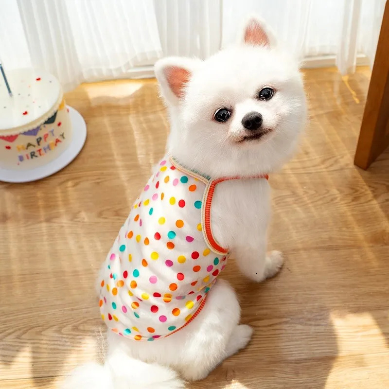 Summer Dog Cooling Vest Puppy Clothes for Small Dog Dot Strawberry Print Dog Mesh T Shirt Chihuahua Costume Cat Suspenders 2025 250402