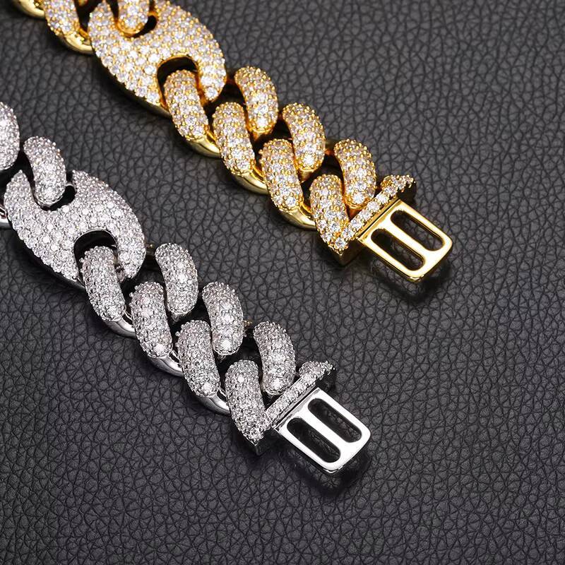 Hot Sale High Quality Luxury Jewelry Hip Hop Iced Out Moissanite/Moissanite Cuban Chain Necklace for Men and Women