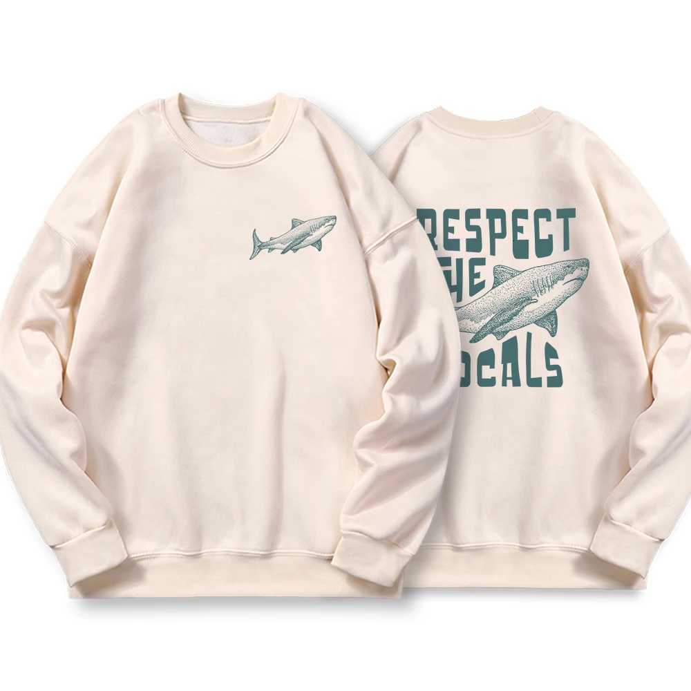 Respect The Locals Shark Male Hoodies Fashion Casual Hoodie Oversize Loose New Sweatshirts Autumn Warm Fleece Clothing Women W251106