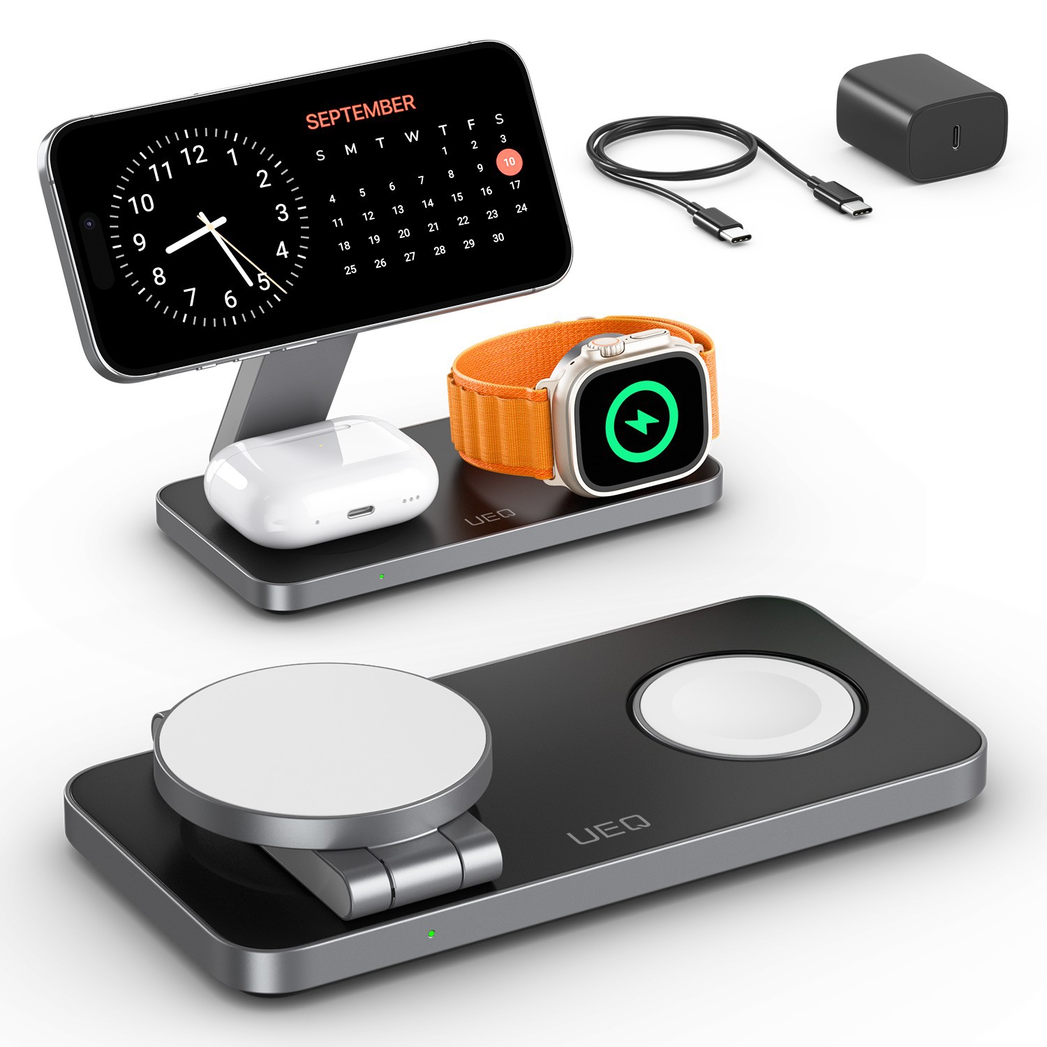Multi-device Wireless Charger with Magnet: Ideal for Headphones, Smartwatches, Cellphones