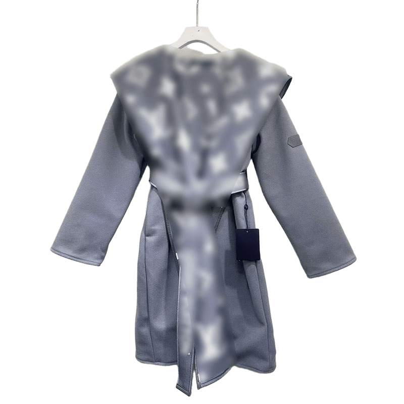 25SS Designer Autumn/Winter New Fashionable Retro Leisure High Quality High end Letter Printed Thick Cashmere Hooded Belt Slimming Long Women's Coat s-L