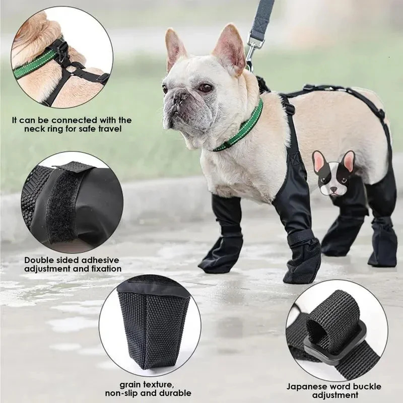 NONOR Dog Shoes Waterproof Adjustable Dog Boots Pet Breathbale Shoes for Outdoor Walking French Bulldog Shoes Pet Paws Protector 250402