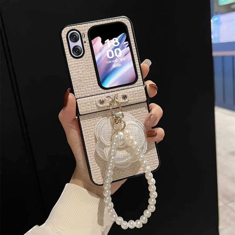Suitable for Find N3 Flip Foldable SCREEn Phone Case White Woven Leather Handheld N2 Flip J251202