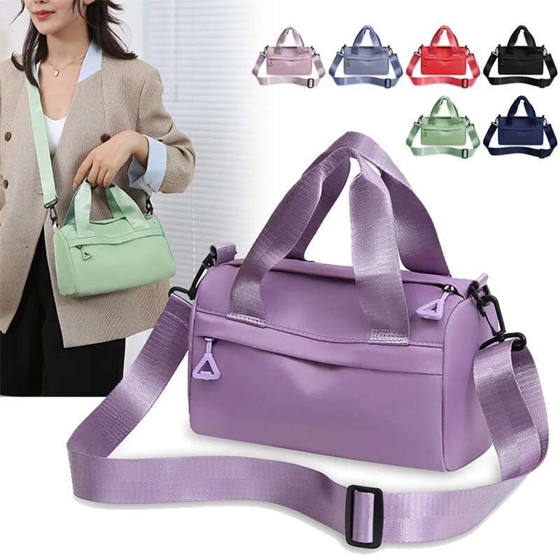 2025 Solid Colour Women Shoulder Nylon Can Tote Small Square Fashion Trend Multi-Pocket Slanting Cross Mother Bag