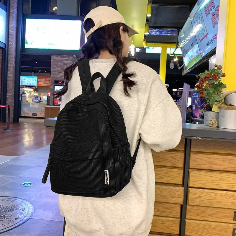 Corduroy Solid Thread Twisted Rope Fashion Backpack Casual Edition High Quality Womens Bag Mochila Mujer 250402