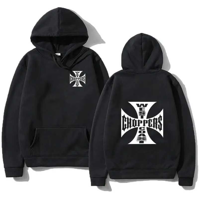 West Coast Iron Cross Choppers Printed Mens Hooded Fashion Cool Sweatshirt Unisex Fashion Fleece Oversized Streetwear Hoodie W251106