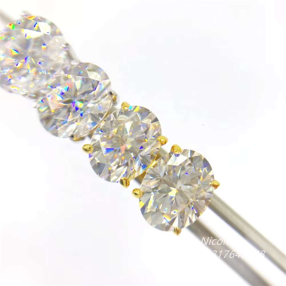 Pass Diamond Tester Oval 5*7mm 7*9mm Cut Silver 925 Men Hip Hop Sterling Silver Moissanite Earrings