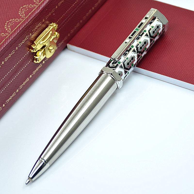 New Arrived Ct Santos-Dumont Metal Ballpoint Pen Unique Inlay Gem Design Office School Writing Ball Pens With Serial Number AAA High Quality