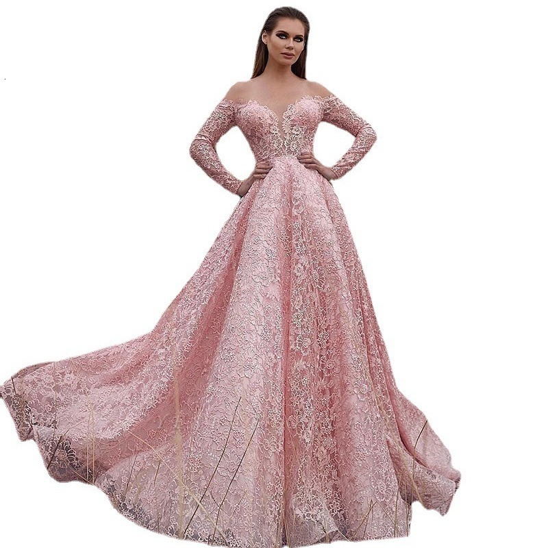 2025 New Womens Dress with Hollowed Out Lace Embroidery and Off Shoulder Sexy Big Swing Dress