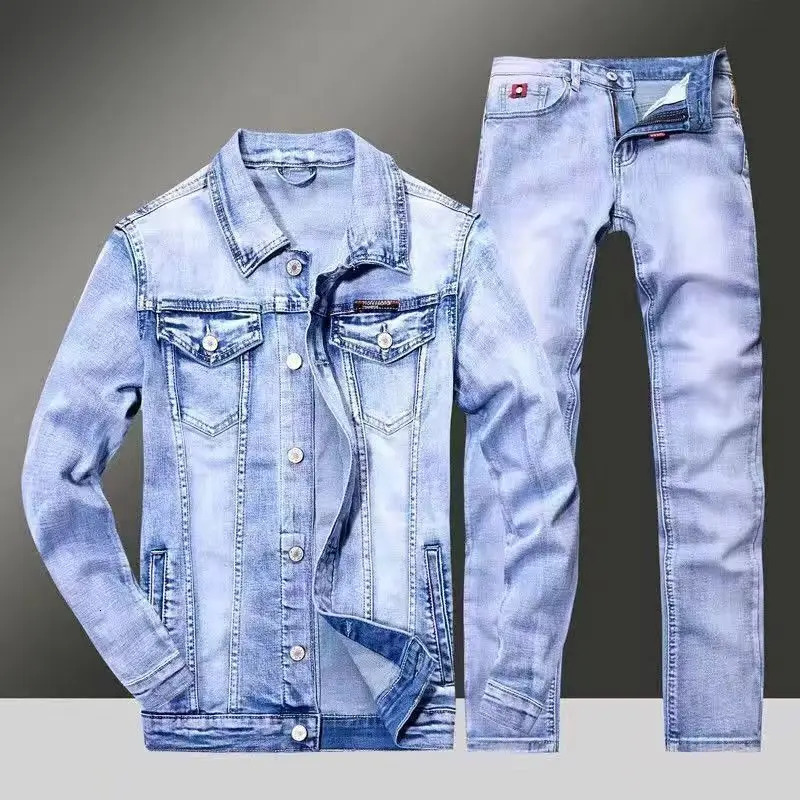 Spring Autumn Mens Denim Suit Loose Korean Trendy Two-Piece Versatile Outerwear Casual Jacket Denim sets 251106