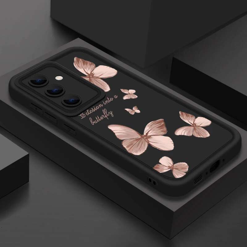 Gold Butterfly Soft TPU Case For Samsung Galaxy A55 A54 A15 A14 A16 A35 A53 A25 5G S25 S24 S22 Ultra Plus S23 FE Phone Cover