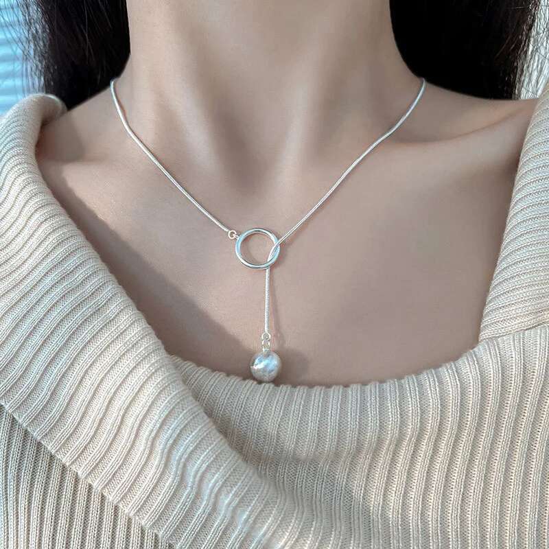 New S Sterg Sier Fine Charms Adjustable Round Pendants Necklace For Women Party Wedding Fashion Pretty Jewelry Girl Gift