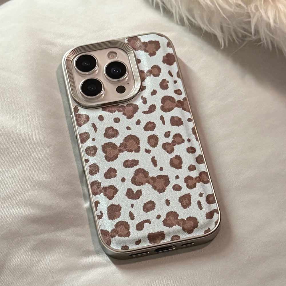 Blue Brown Leopard Print Knot Phone Case Compatible with iPhone 17/16 Pro Max Leather Simple Case iPhone 15/14 Shockproof