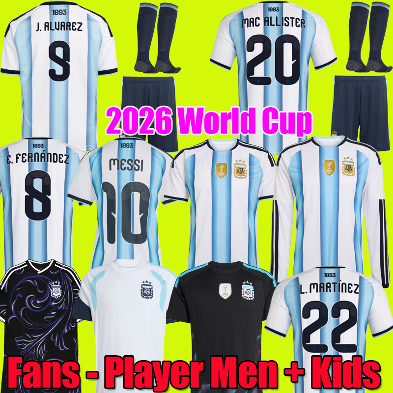 2026 World Cup Special Edition Argentinas jersey Long sleeves kit soccer Jerseys GARNACHO DE PAUL Football Shirts Men kit DI Maria Kids set Goalkeeper training sets