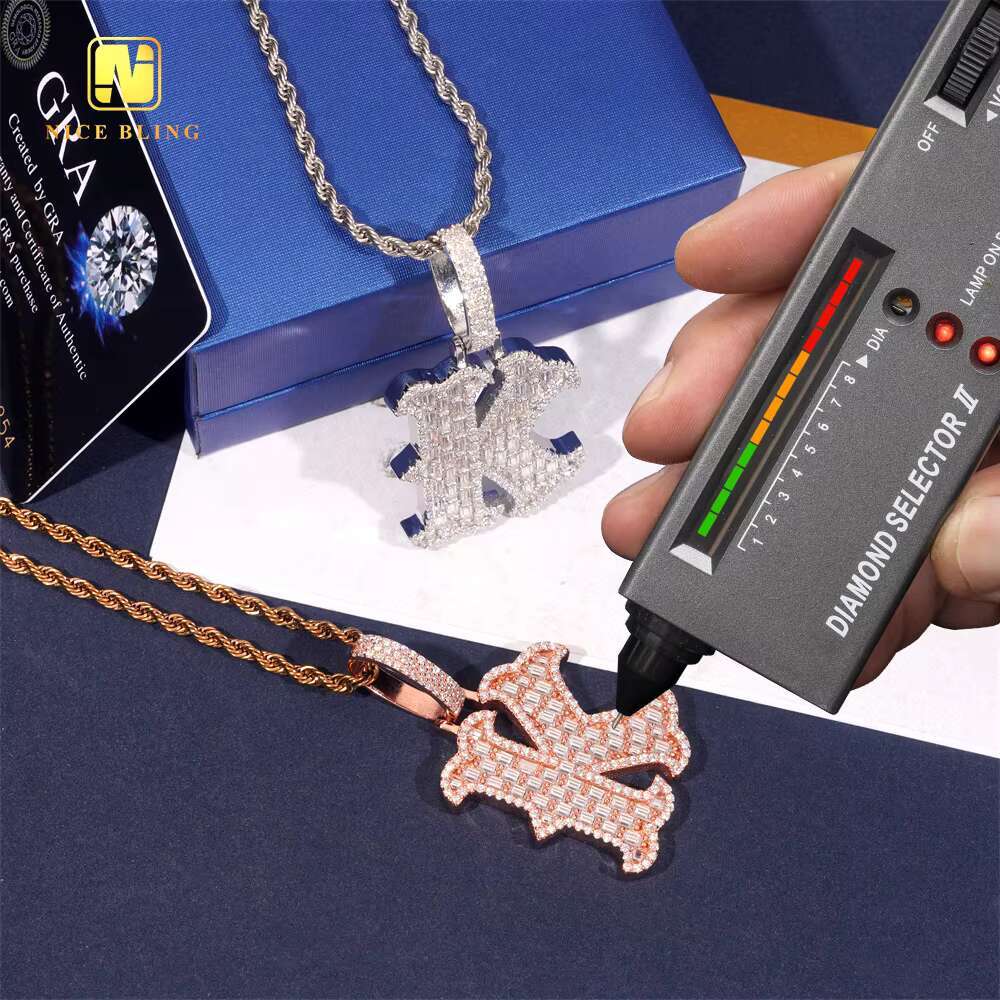 Fashion Hip Hop Jewelry Personalized Letter K Pendant Custom Iced Out 925 Silver VVS Moissanite Diamond Initial Charm Pendant