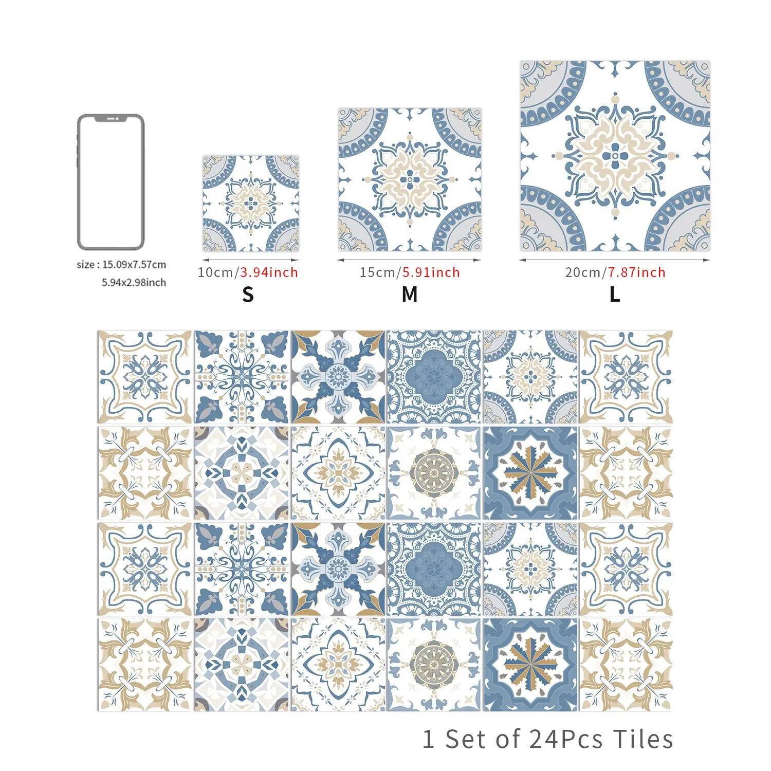 24pcs/set Light Color Tiles Sticker Stickers Kitchen Bathroom Home Renovation Wallpaper Waterproof Self-adhesive Wall Decal ddmydog