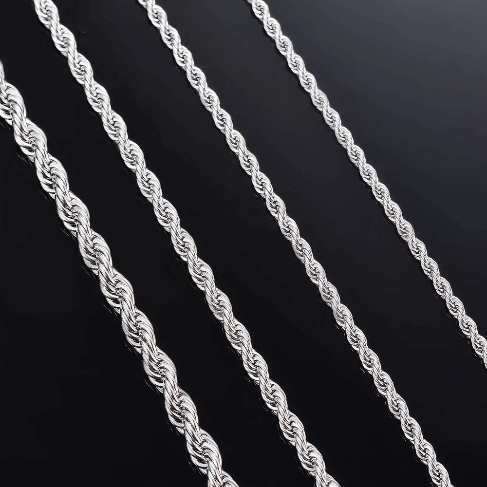 1 piece sterg sier Width 2mm/3mm/4mm Rope Necklace/Bracelet For Men Women Man Fashion Chain Necklace