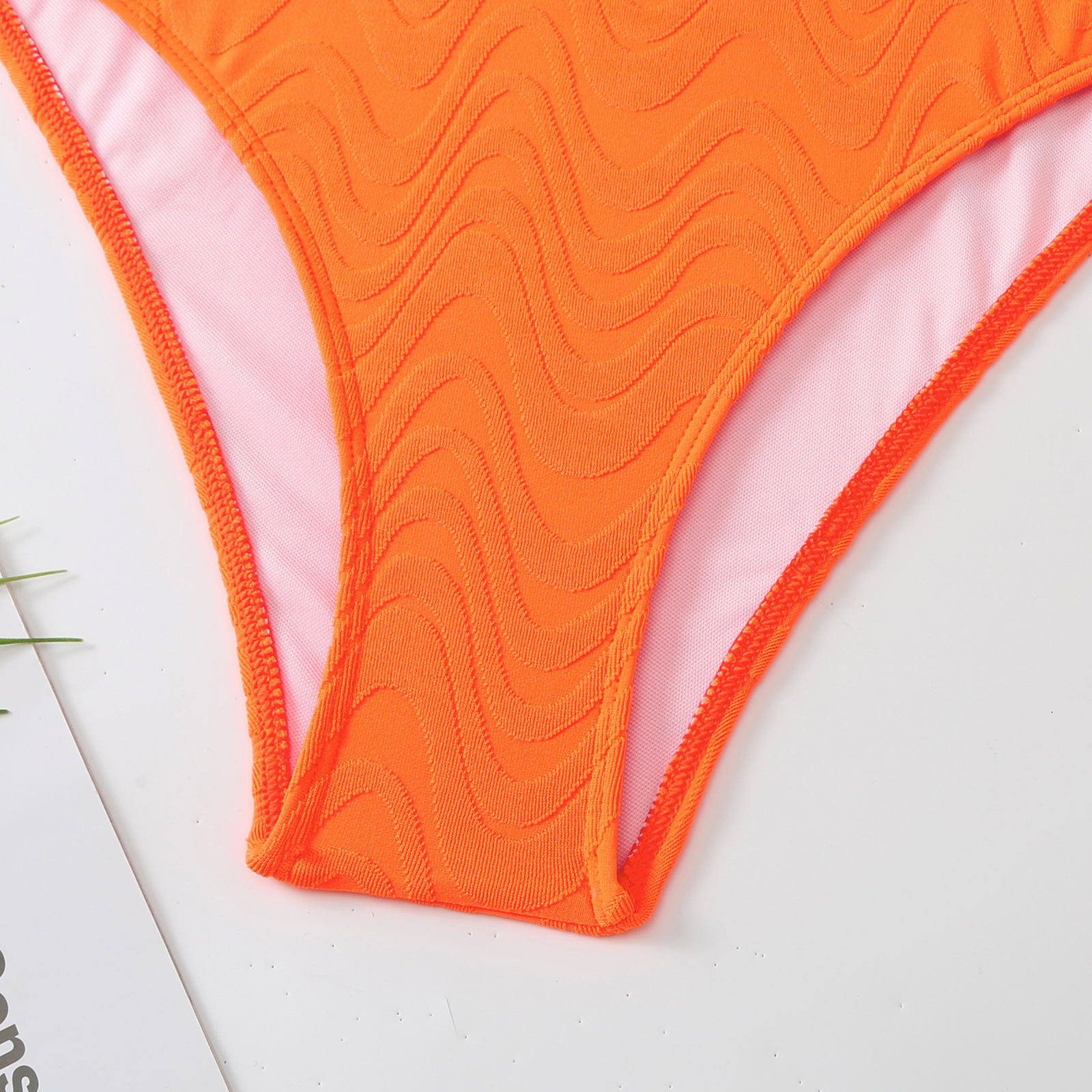 2025 new one-piece swimsuit women's solid color sexy tight triangle backless bikini