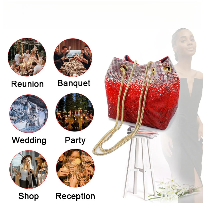 2025 This year popular latest Italian design shiny wedding party women high quality dia handbags evening bags