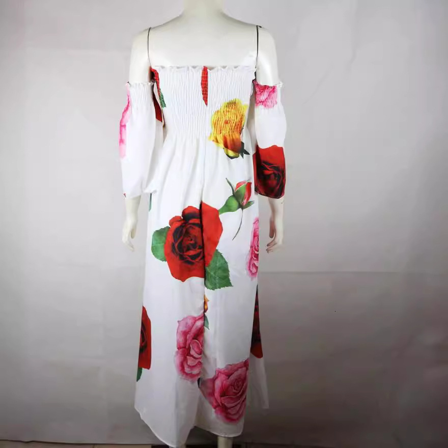 2025 New Sexy Strapless Printed Long Skirt Womens Dress