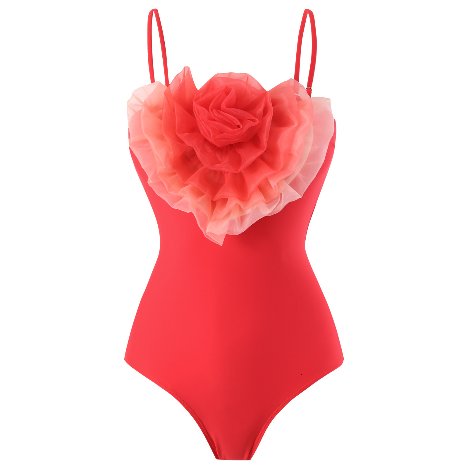 2025 Bohemian style chest flower jumpsuit triangle pants mesh skirt vacation set swimsuit women