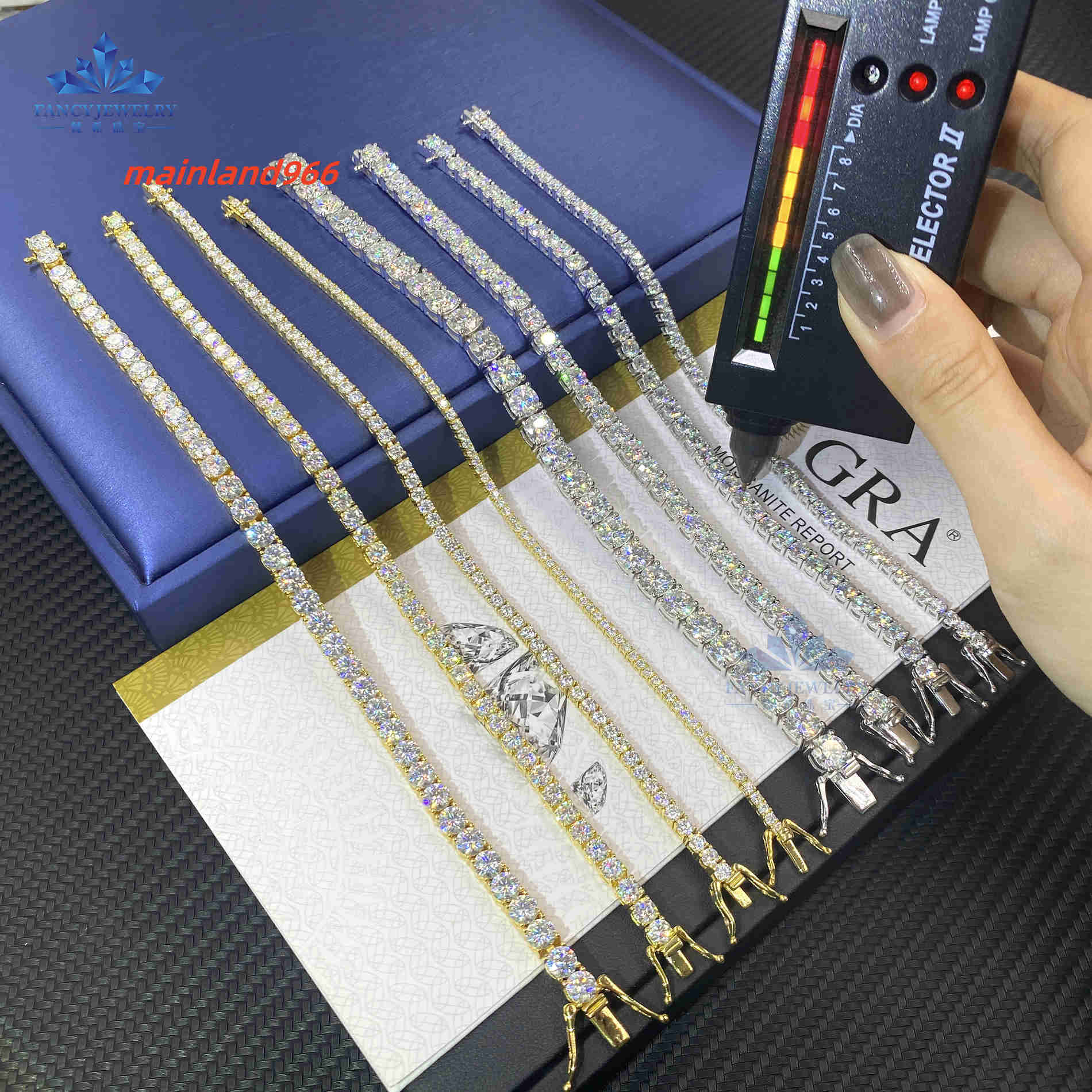 Pass Diamond Tester 18k Gold Plated 925 Sterling Silver Women Men Chain 2mm 3mm 4mm 5mm 6.5mm VVS Moissanite Tennis Bracelets