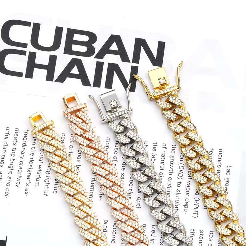 Wholesale Price Starsgem DEF Round Brilliant Cut Moissanite Diamond Full Setting S925 Silver Cuban Link Chain
