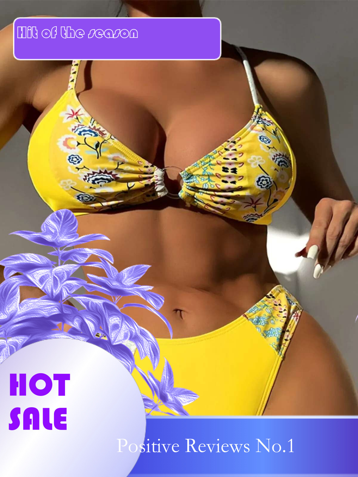 Dongdumaoyi Sexy Flower Print Two Piece Swimsuit Set Triangle Bra Suspender Backless Bikini Beach Vacation Lace Up Swimwear New