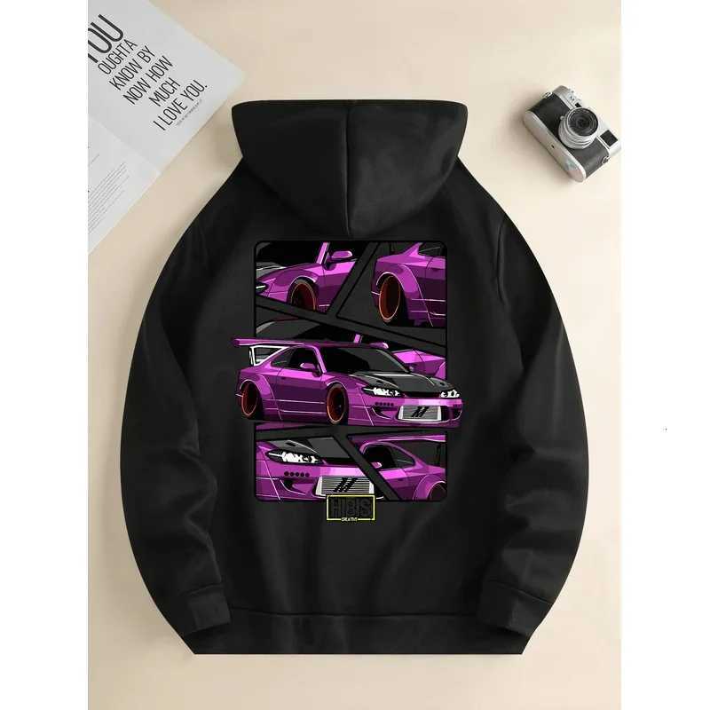 Mens new fashion hoodie casual daily drawstring hooded sweatshirt car print front kangaroo pocket mens jacket W251106