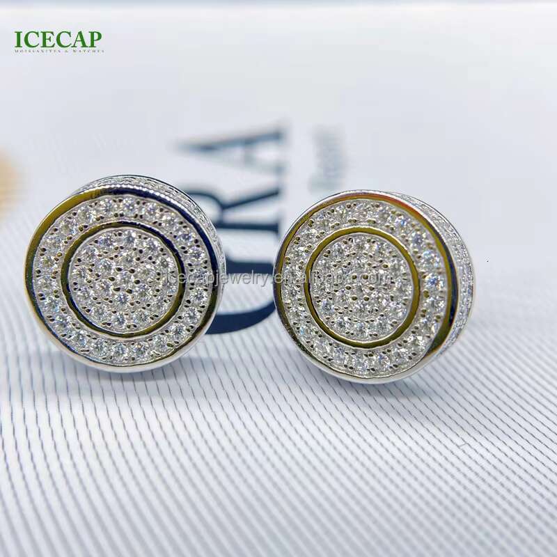 Fine Jewelry Men Women Diamond Earrings VVS Moissanite 925 Sterling Silver White Gold Plated Stud Earrings Wedding Earrings