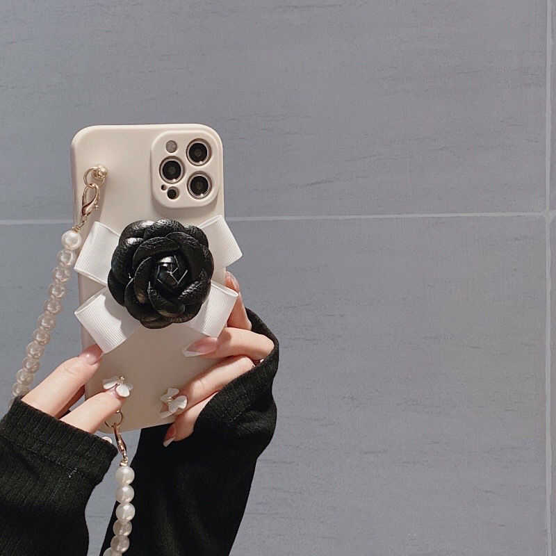 Elegant Floral Pearl Chain Case for iPhone 17 Compatible with 1112 Full Coverage XRXS Soft Case for Women 1315 J251202