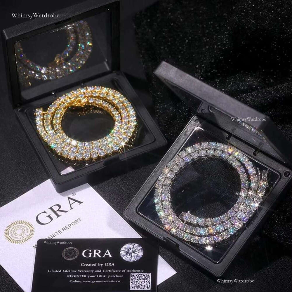 Elisa Wholesale Price RTS Hip Hop Jewelry Sterg Sier Pass Tester Dia VVS Moissanite Tennis Chain