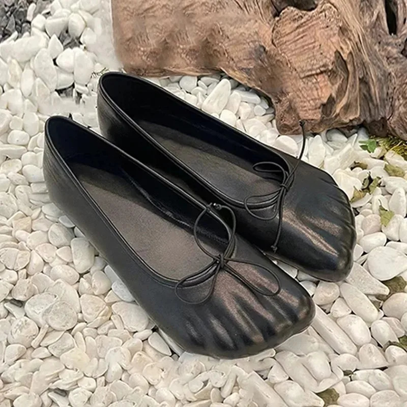 Flat Leather Ballet Shoes Ladies Spring And Summer Comfortable Soft Soled Shoes For Dancing On Light Casual Shoes 251106