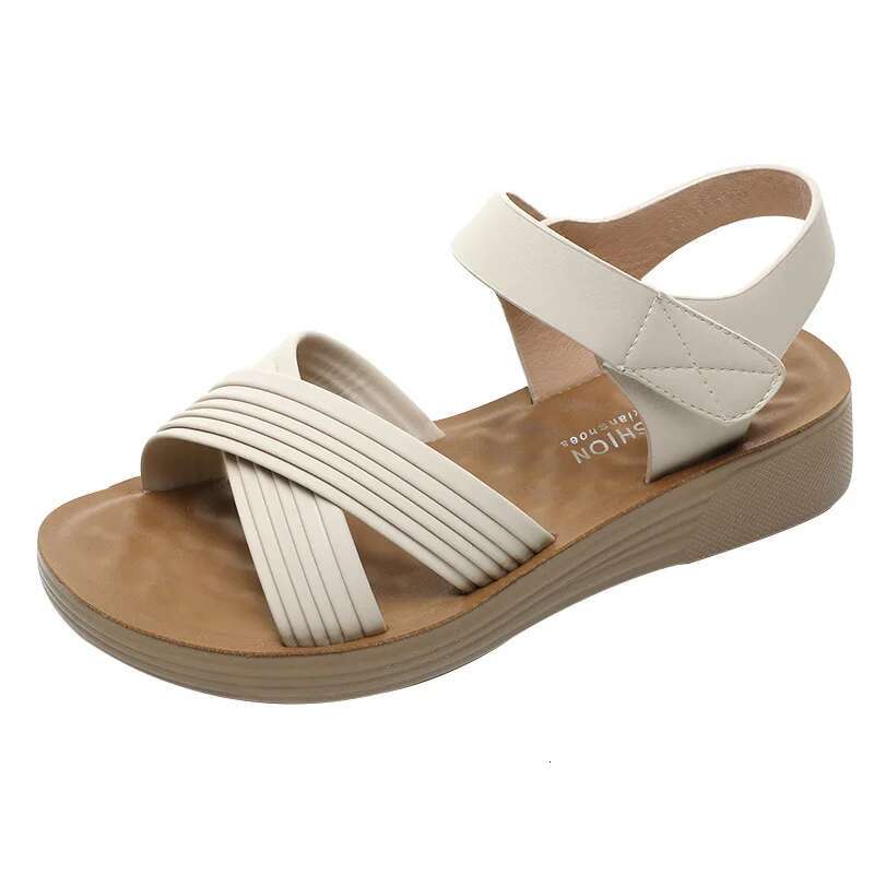 2025 Summer New White Designer Fashion Flat Shoes Women's Sandals Soft Leather Nurse Work Shoes