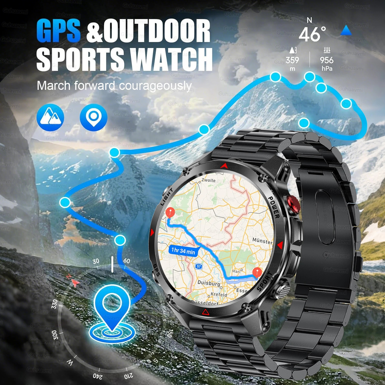 Military Grade TRex3 Sports Smart Watch Men Builtin GPS Compass Barometric Altimeter 3ATM Waterproof Swim Smartwatch 251105