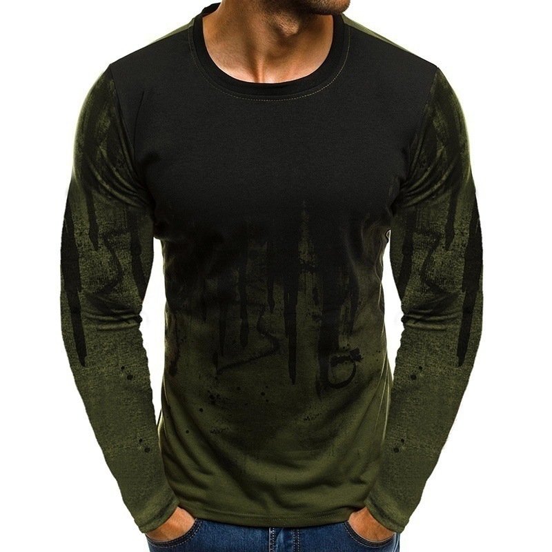 Summer new 3D printed mens camouflage pullover long sleeved casual T-shirt mens clothing