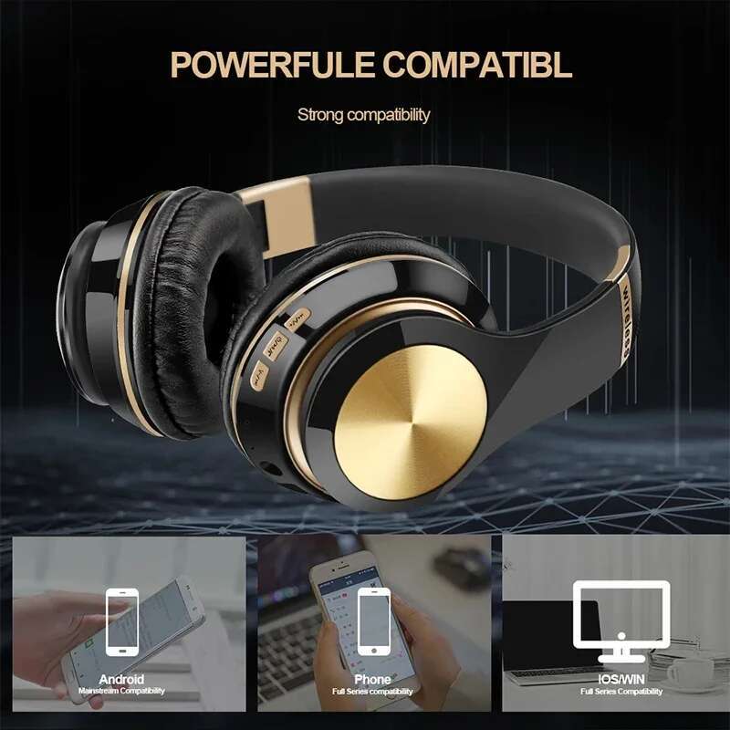 T5 Bluetooth Headphones Over Ear Head Wireless Earphones With Mic Music Headset Gamer Foldable Auriculare Fone For Huawei iPhone