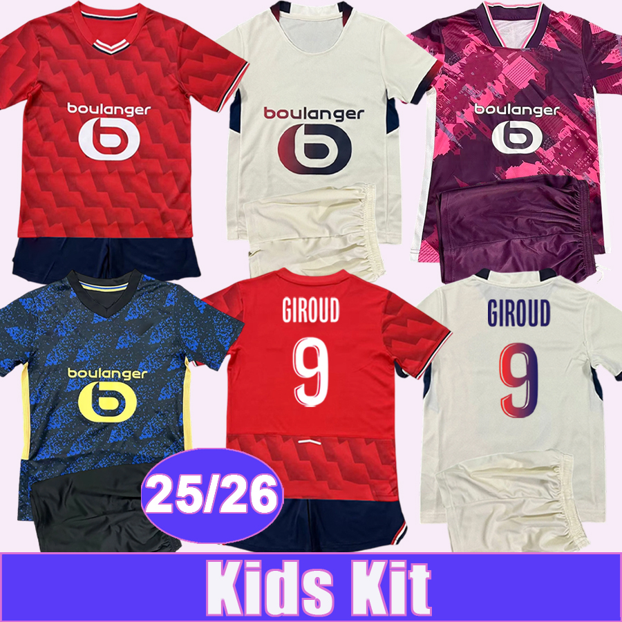 25 26 Lille CABELLA Kids Kit Soccer Jerseys GIROUD SAHRAOUI BENTALEB MEUNIER DIAKITE TIAGO S. ANDRE GOMES Home Away 3rd 4th Football Shirt Child Suit Uniforms