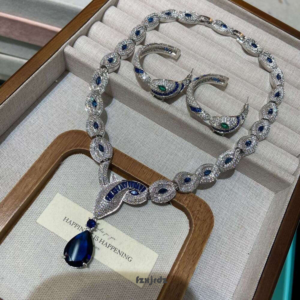 New Snake-Shaped Water Drop Necklace No. 5 Hoop Earrings Gold-Plated High-End Luxury Style Women's Dress Earrings Jewelry set