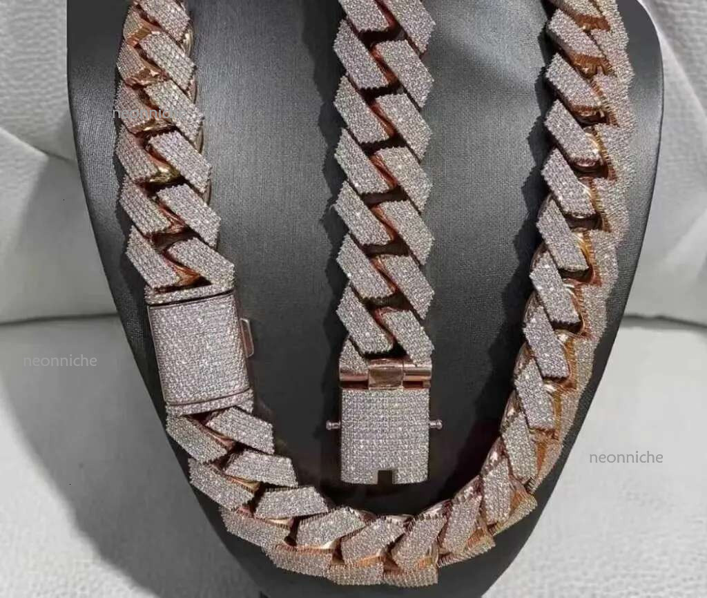 Pendant Necklaces Hip Hop Rapper Sier 20mm Wide 4 Rows Vvs Moissanite Full Iced Out Cuban k Chain Necklace