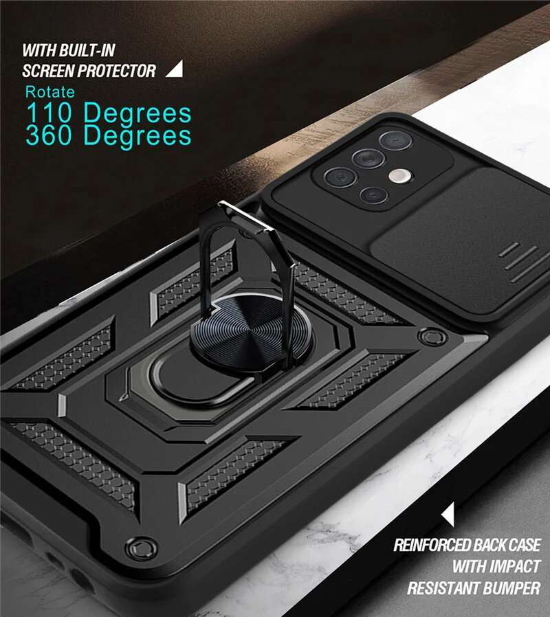 Armor Shockproof Case For Samsung Galaxy A11 A31 A51 A71 M11 M51 A21s Car Magnetic Ring Stand Push Pull Camera Protect Cover