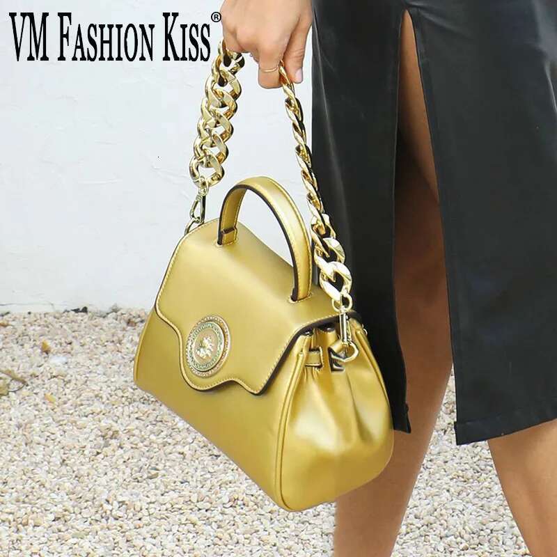 VM FASHION KISS Handbag Elegant Women's Bags 2025 Trends Design PU Shoulder Crossbody Bag Acrylic Chain Decorate