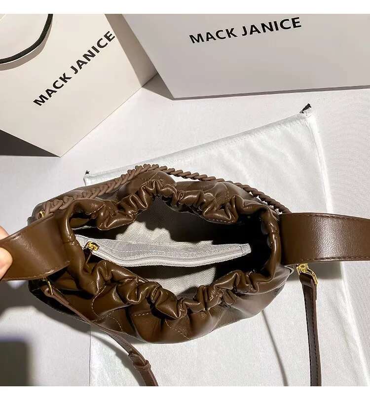 Autumn Winter Soft Leather Bucket Female Underarm Armpit Women Fashion Handbag Shoulder Messenger Chain Bag Lady Purse