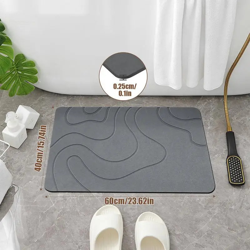 Indoor Diatomite Stone Bath Mat Diatom Mud Soft Mat Water Absorption Quick Drying Diatomite Stone Shower Mat Entryway Rugs 250403