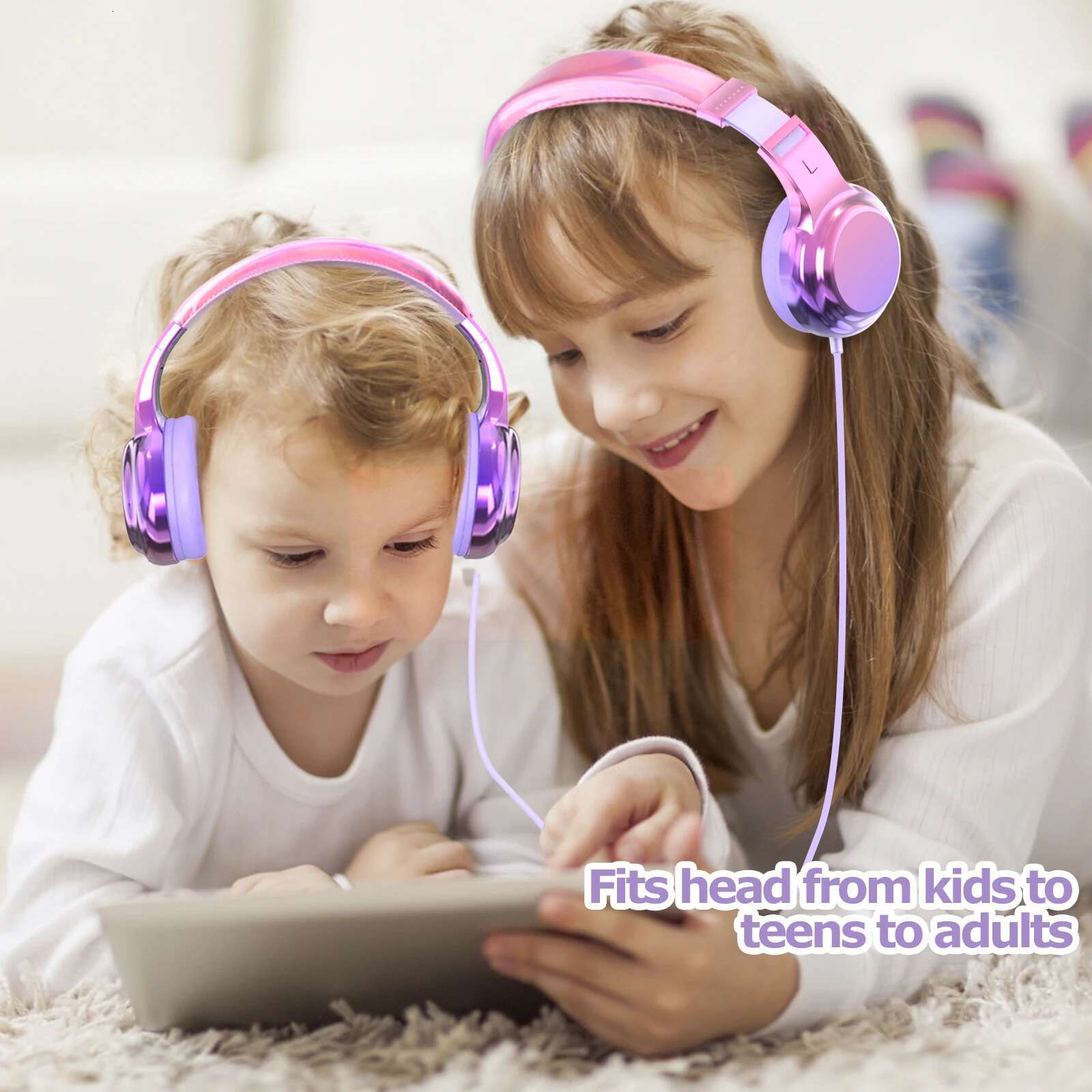 With Microphone Girls Wired Adjustable Stereo Headset Children Headphones for School Tablet Kids Gift