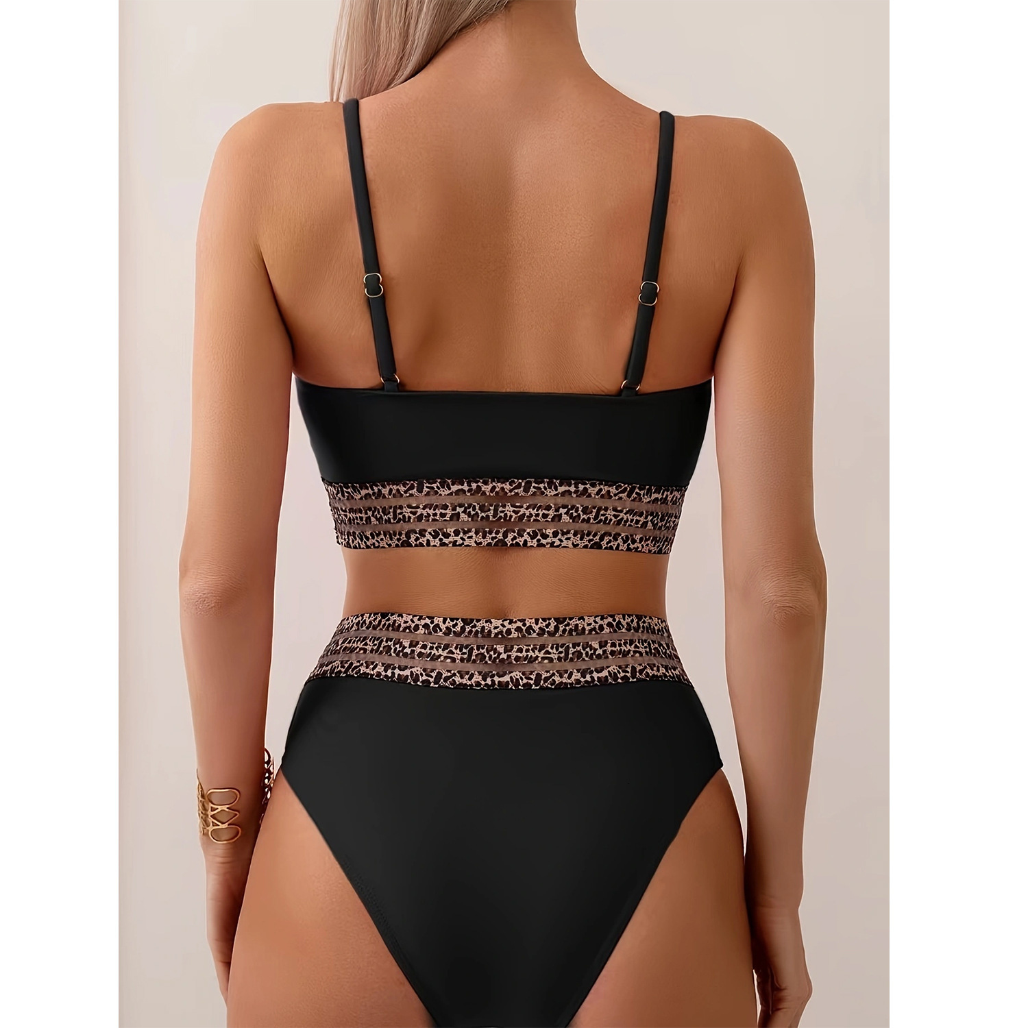 2025 split triangle pants with adjustable shoulder straps, black sexy bikini women, beach hot spring swimsuit for women