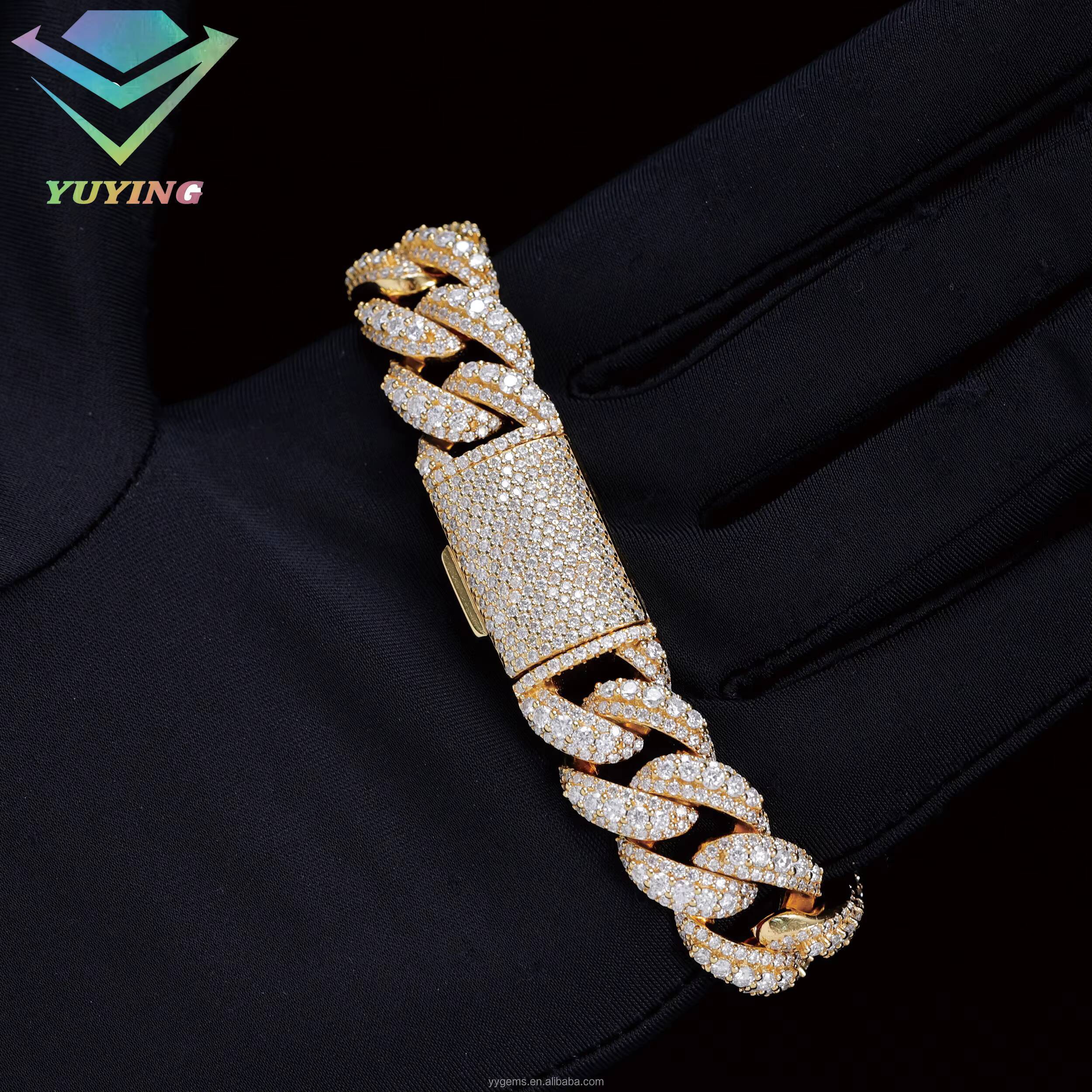 VVS Mossanite Cuban Bracelet Fine Jewelry 14mm-22mm Wide S925 Silver GRA Moissanite Bracelet Iced Out Diamond Cuban Bracelet