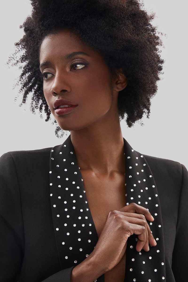 Cool Black Beads Women Pants Suits Leisure Ladies Fashion Wear Prom Birthday Party Customized 2 Pieces