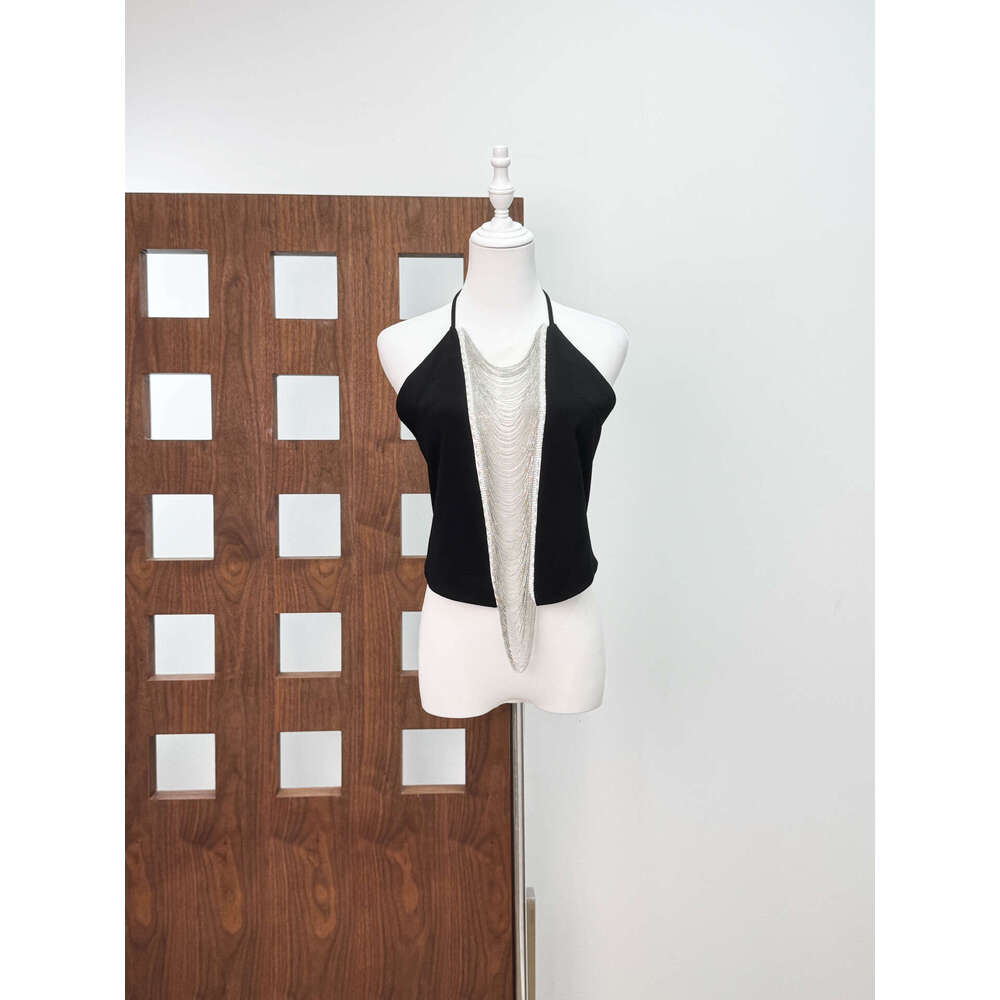 Haute Couture 25 New Niche Design Little Fragrance Style Shiny Tassel Camisole Women Versatile Slimming Top Trendy